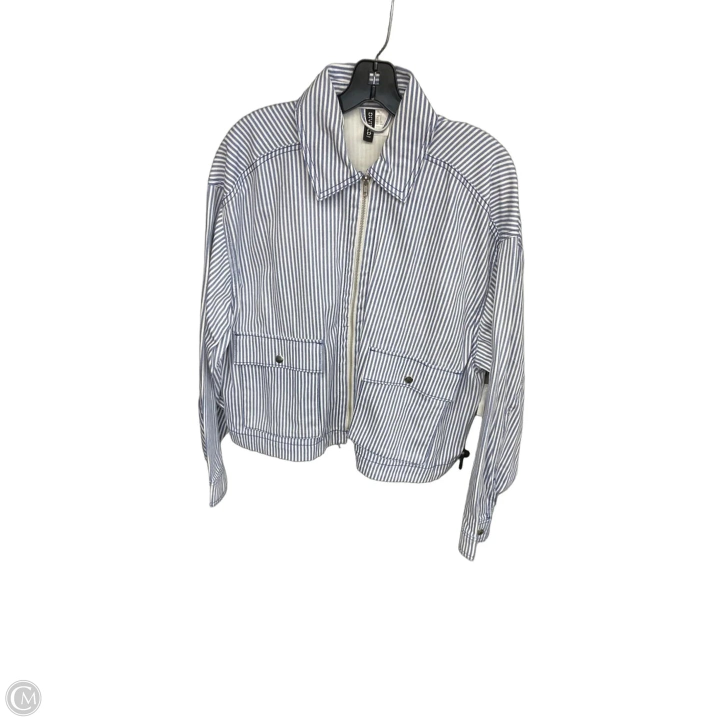 Jacket Denim By Divided In Blue & White, Size: S