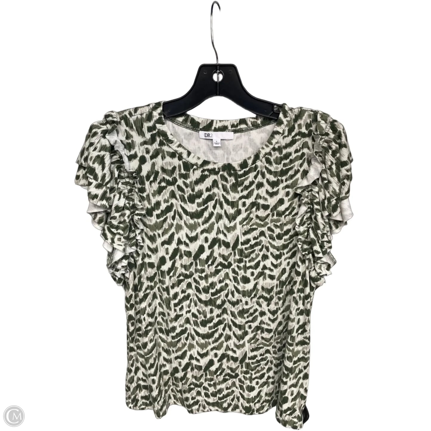 Top Short Sleeve By Dr2 In Green & Grey, Size: L
