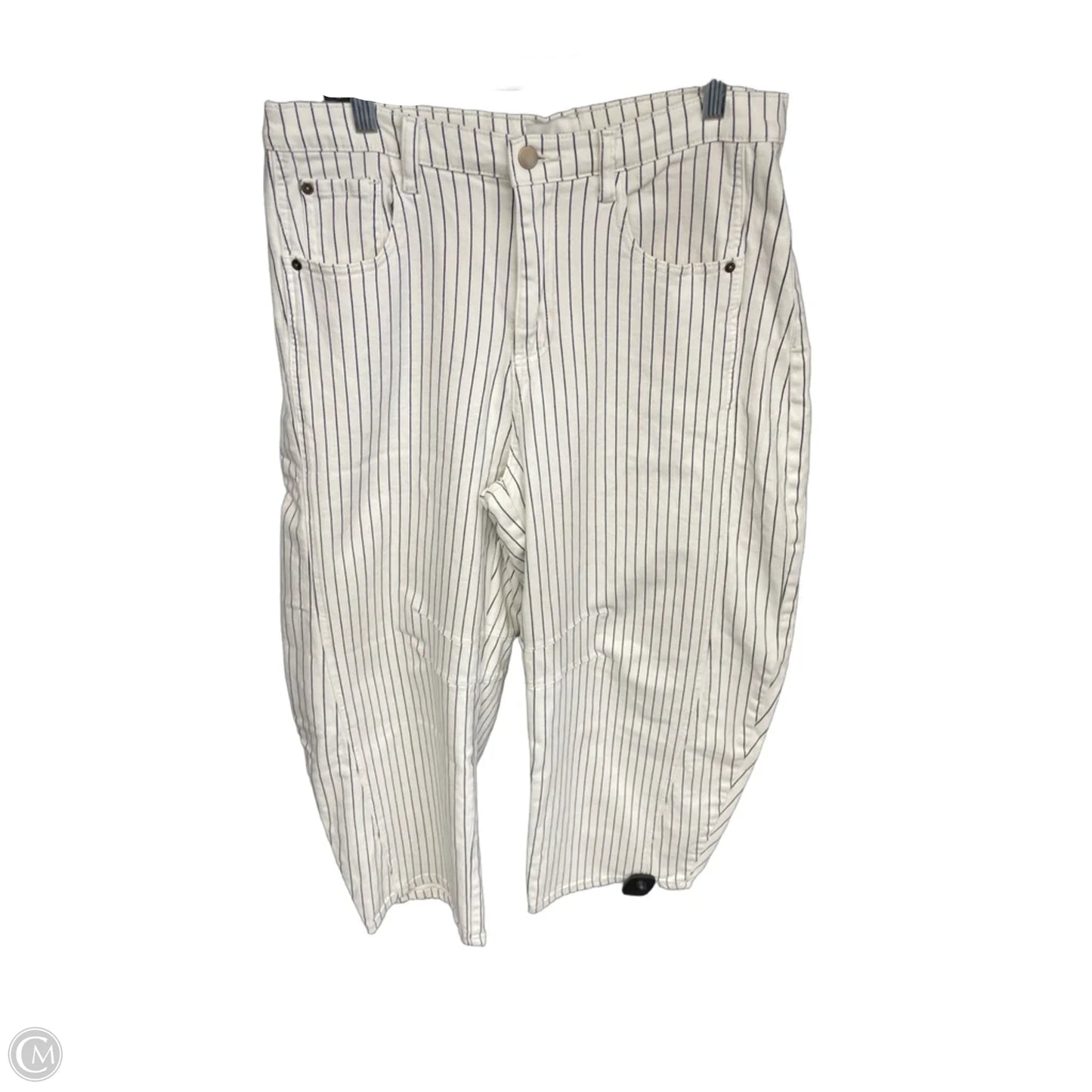 Jeans Wide Leg By Miou Muse In Striped Pattern, Size: L