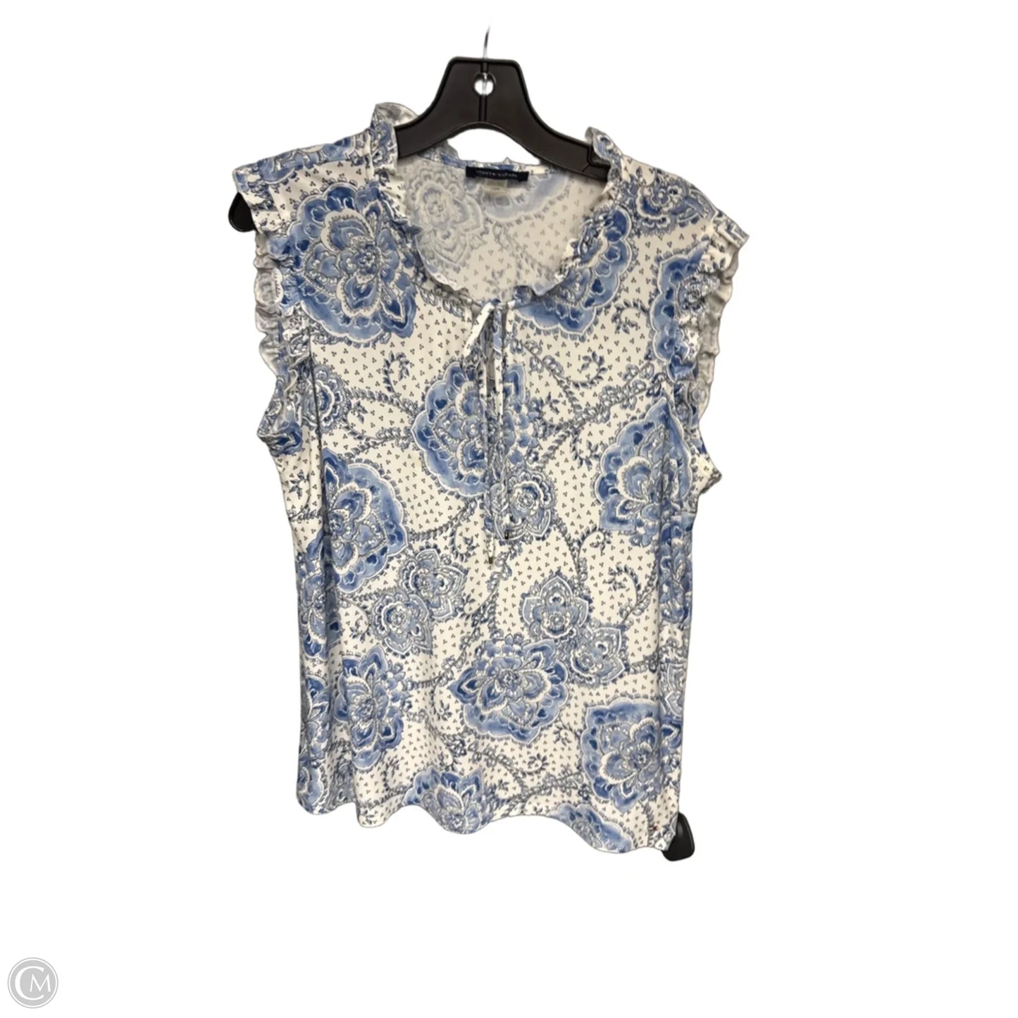 Top Sleeveless By Tommy Hilfiger In Blue & White, Size: L