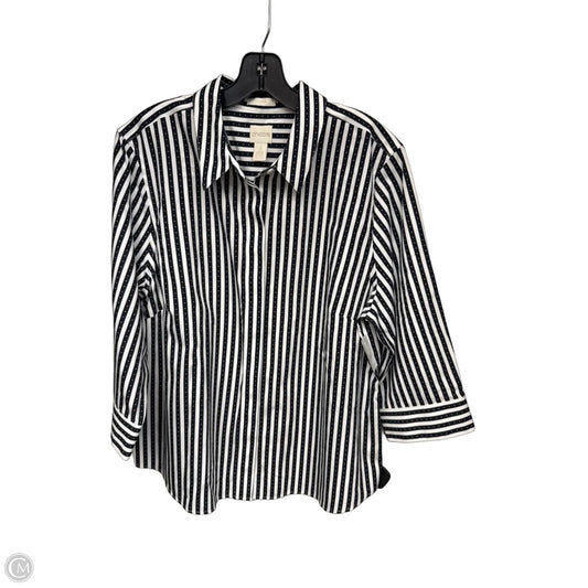 Top Long Sleeve By Chicos In Black & White, Size: Xl