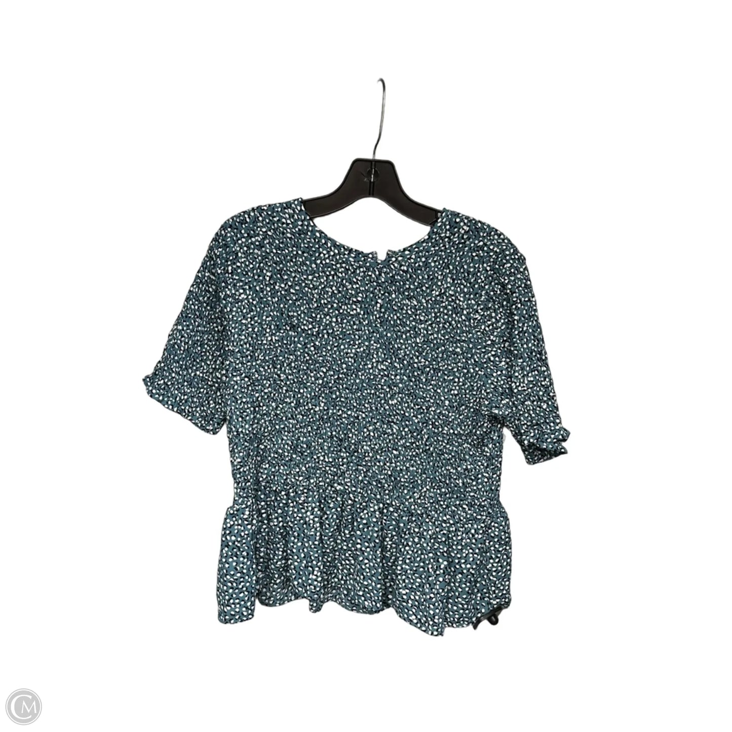Top Short Sleeve By Ann Taylor In Blue & White, Size: M