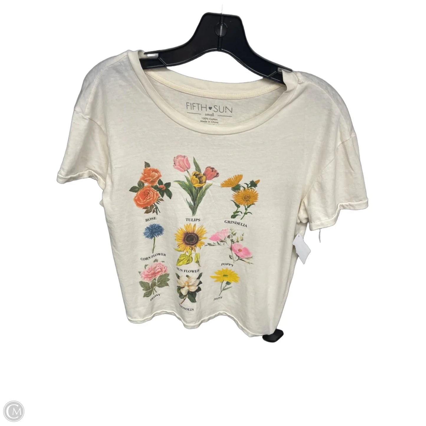 Top Short Sleeve Basic By Fifth Sun In Cream, Size: S