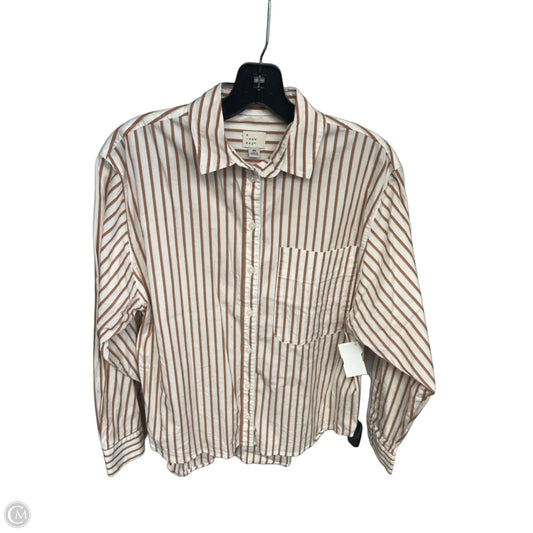 Top Long Sleeve By A New Day In Brown & White, Size: Xs
