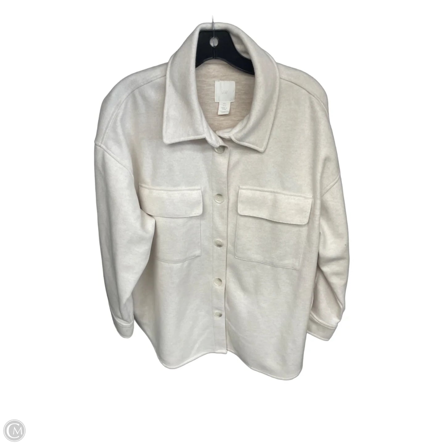 Jacket Shirt By H&m In Cream, Size: L