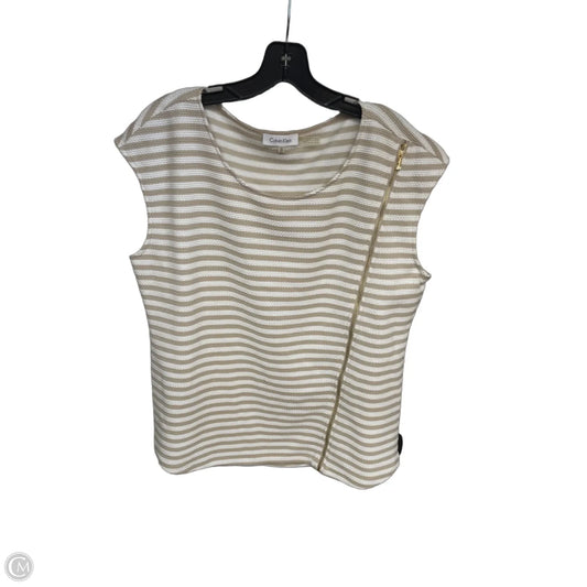 Top Sleeveless By Calvin Klein In Tan & White, Size: Xl