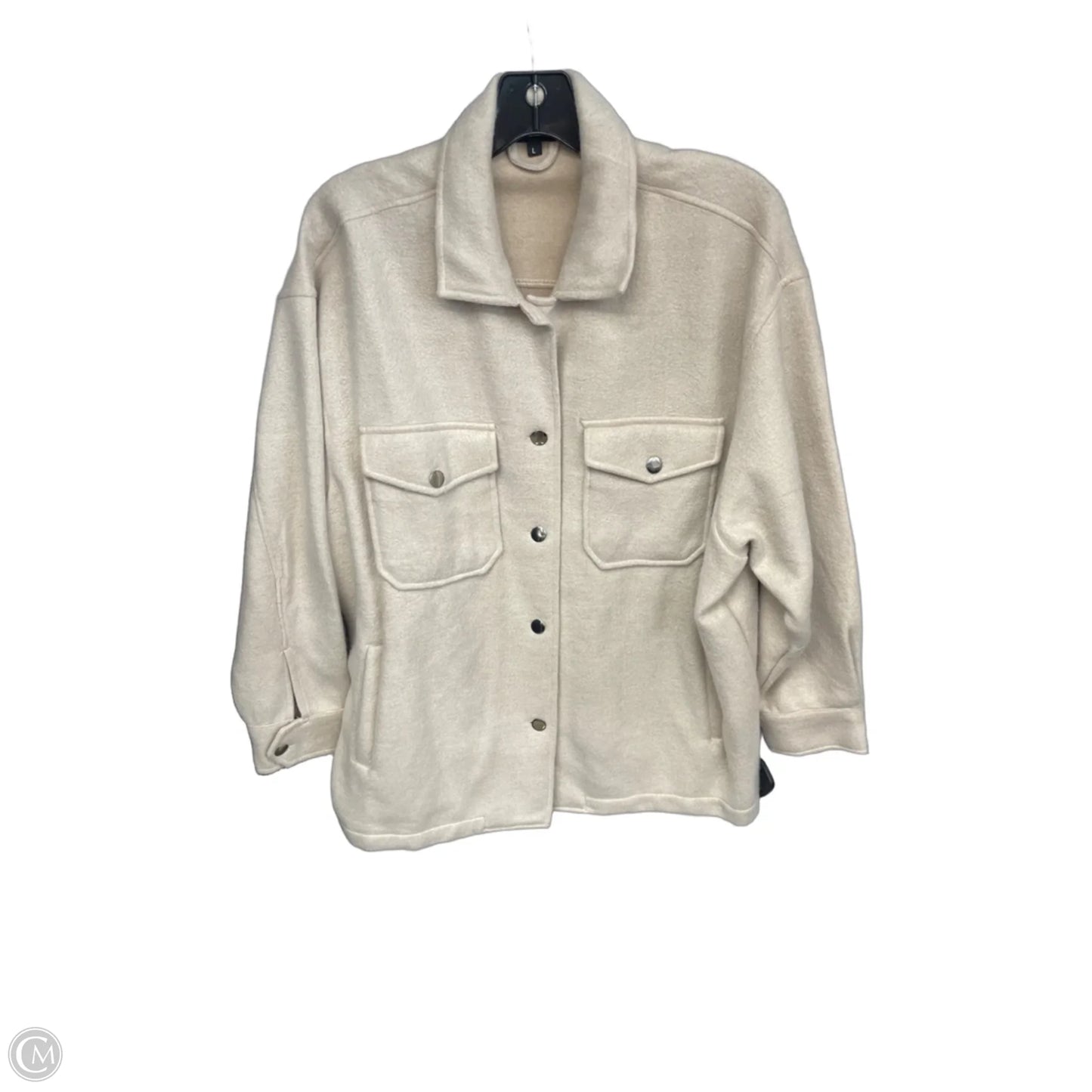 Jacket Shirt By Clothes Mentor In Beige, Size: L