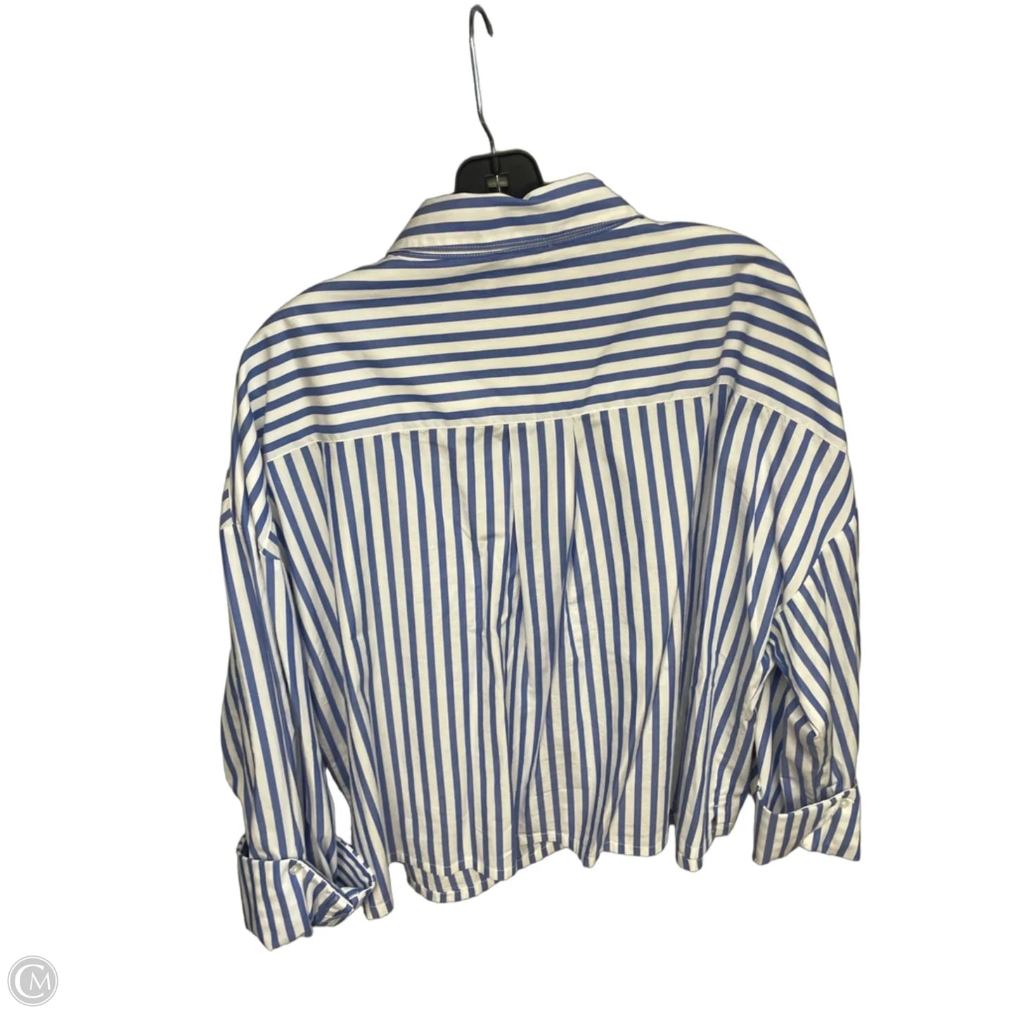 Top Long Sleeve By Evereve In Blue & White, Size: Xl