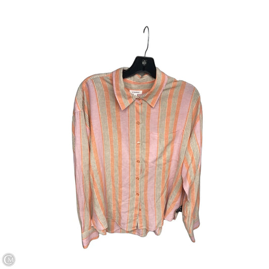 Top Long Sleeve By Z Supply In Orange & Pink, Size: M