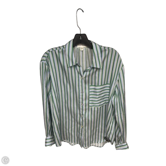 Top Long Sleeve By Cloth & Stone In Green & White, Size: M