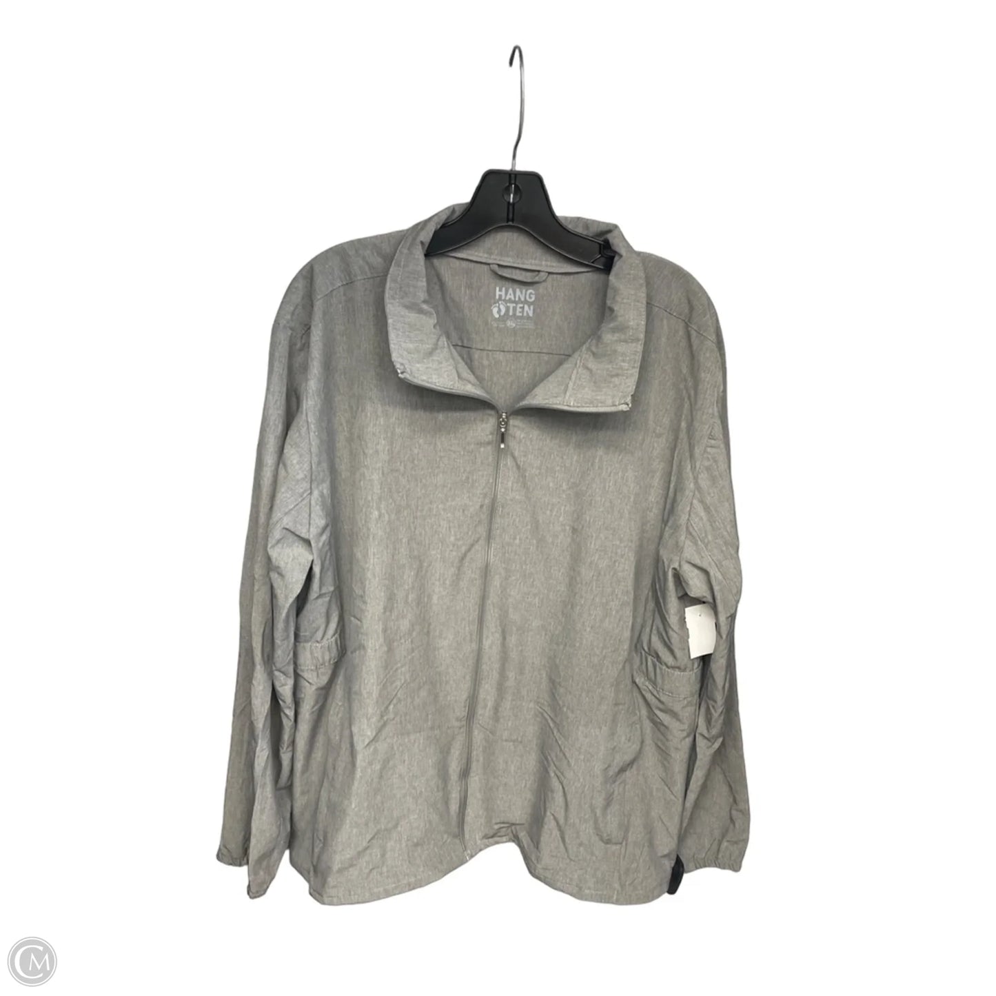 Jacket Windbreaker By Hang Ten In Grey, Size: Xxl