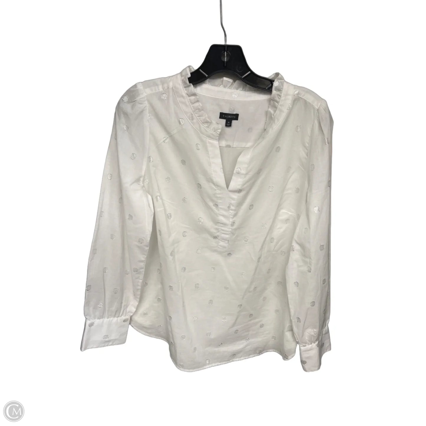 Top Long Sleeve By Talbots In White, Size: M