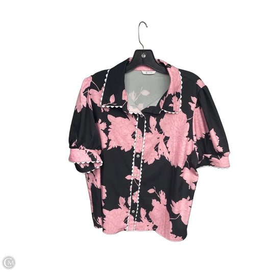 Top Short Sleeve By Cicy Bell In Black & Pink, Size: 2x