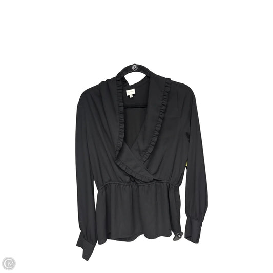 Top Long Sleeve By Pleione In Black, Size: M