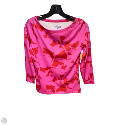 Athletic Top Long Sleeve Crewneck By Vineyard Vines In Pink & Red, Size: Xxs