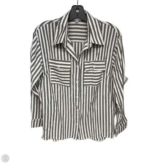 Top Long Sleeve By Clothes Mentor In Grey & White, Size: M