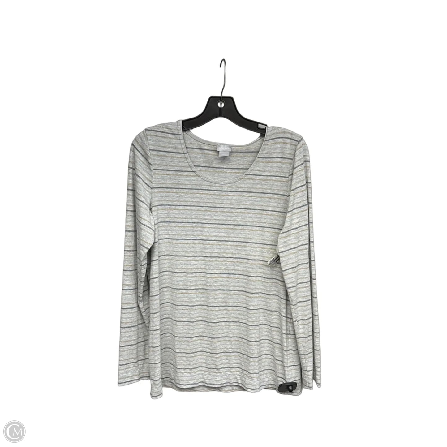 Top Long Sleeve Basic By Chicos In Gold & Grey, Size: M