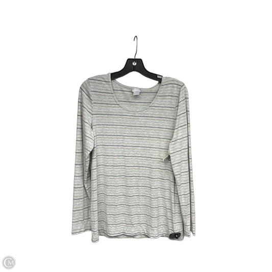 Top Long Sleeve Basic By Chicos In Gold & Grey, Size: M