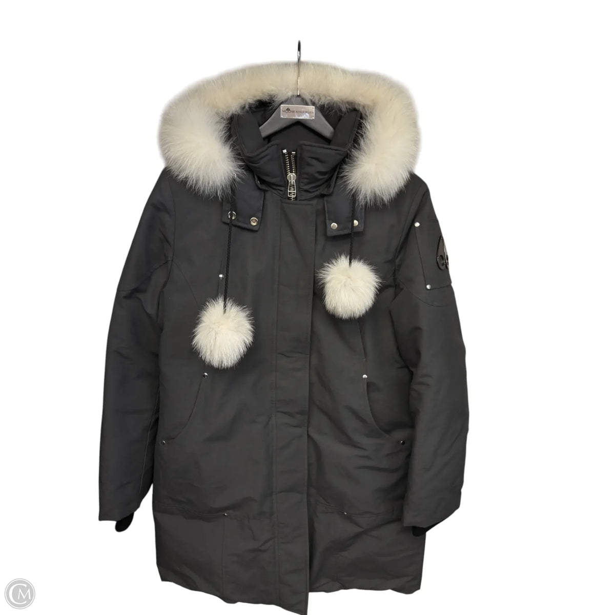 Designer Jacket Puffer & Quilted By Moose Knuckles In Black, Size: Xl