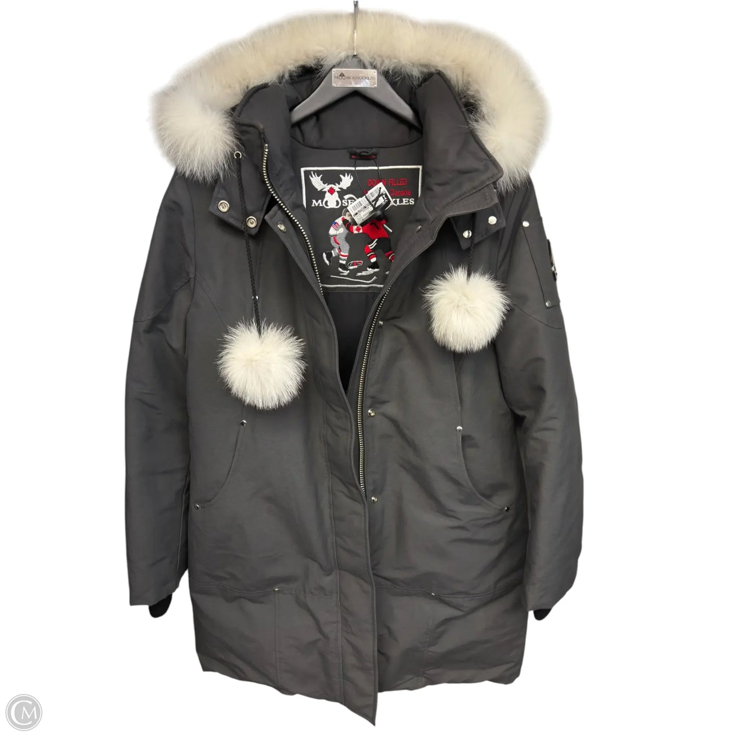 Designer Jacket Puffer & Quilted By Moose Knuckles In Black, Size: Xl