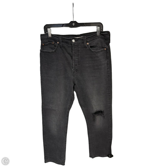 Jeans Straight By Levis In Black Denim, Size: 14