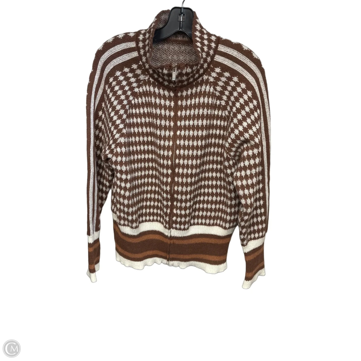 Sweater By Clothes Mentor In Brown & White, Size: L
