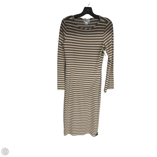 Dress Casual Midi By Morgan Taylor In Brown & White, Size: L