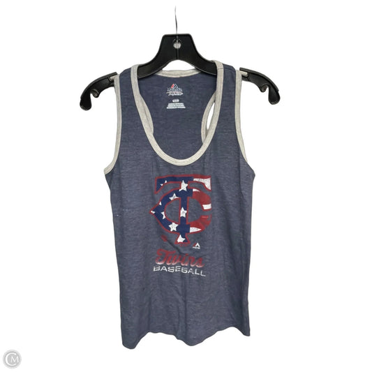 Athletic Tank Top By Majestic In Blue & Red, Size: M