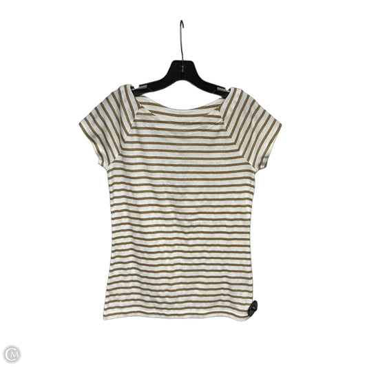 Top Short Sleeve By Lauren By Ralph Lauren In Gold & White, Size: L