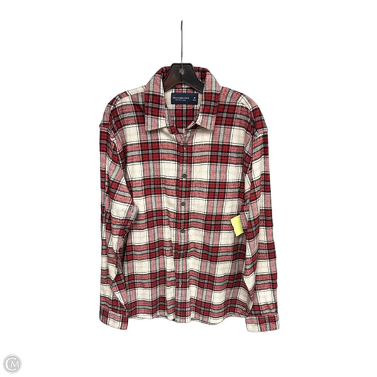 Top Long Sleeve By Abercrombie And Fitch In Cream & Red, Size: M