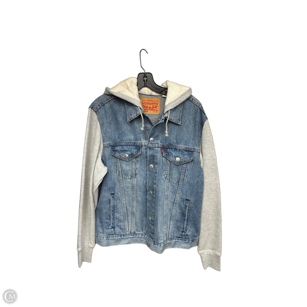 Jacket Denim By Levis In Blue & Grey, Size: M