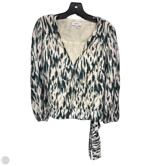 Top Long Sleeve By Evereve In Cream & Green, Size: Xl