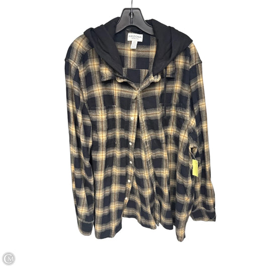 Jacket Shirt By Arizona In Black & Tan, Size: Xxl