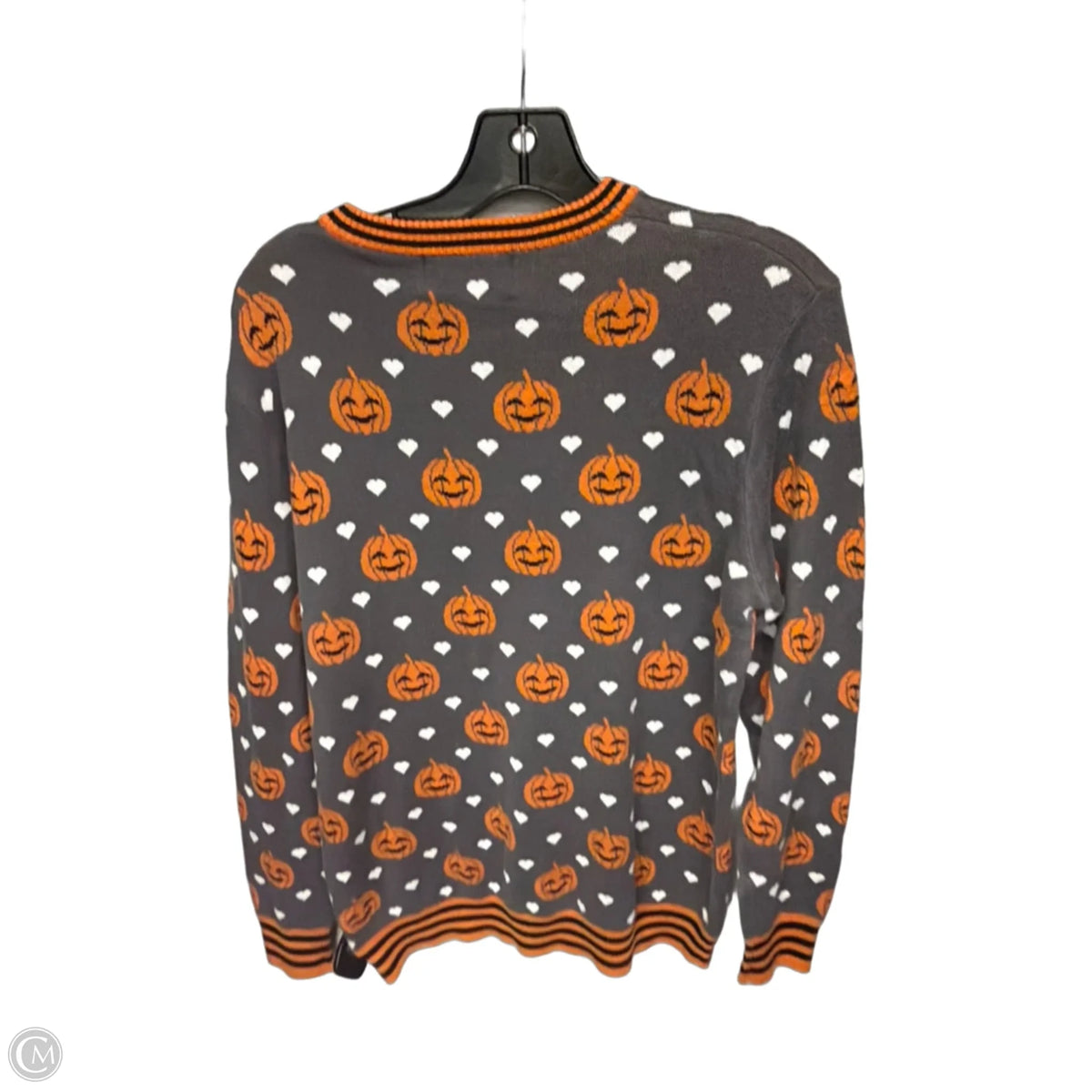 Sweater By Clothes Mentor In Grey & Orange, Size: M