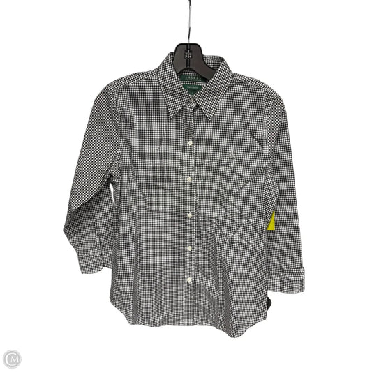 Top Long Sleeve By Lauren By Ralph Lauren In Black & White, Size: S