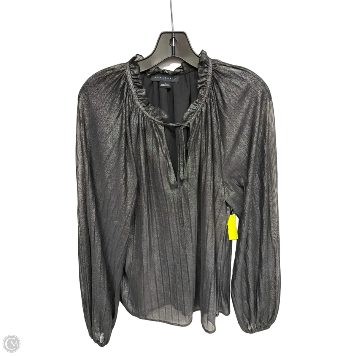 Top Long Sleeve By Philosophy In Silver, Size: S