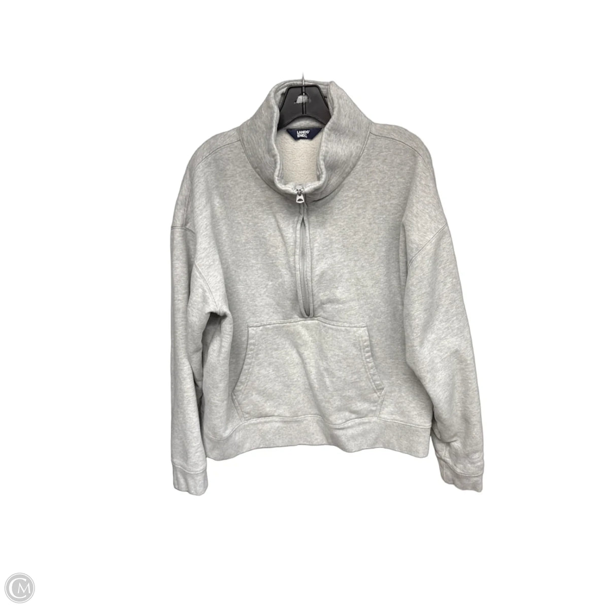Sweatshirt Collar By Lands End In Grey, Size: L
