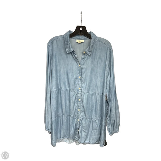 Top Long Sleeve By Style And Company In Blue Denim, Size: 3x