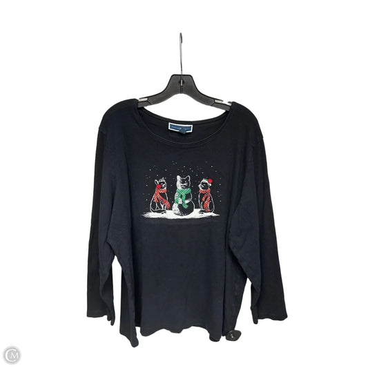 Top Long Sleeve By Karen Scott In Black, Size: 3x