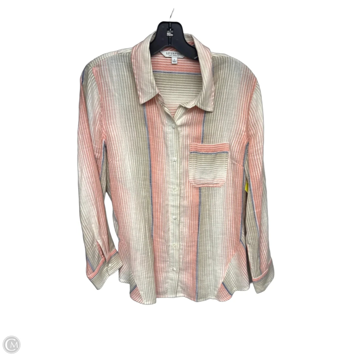 Top Long Sleeve By Liverpool In Striped Pattern, Size: S