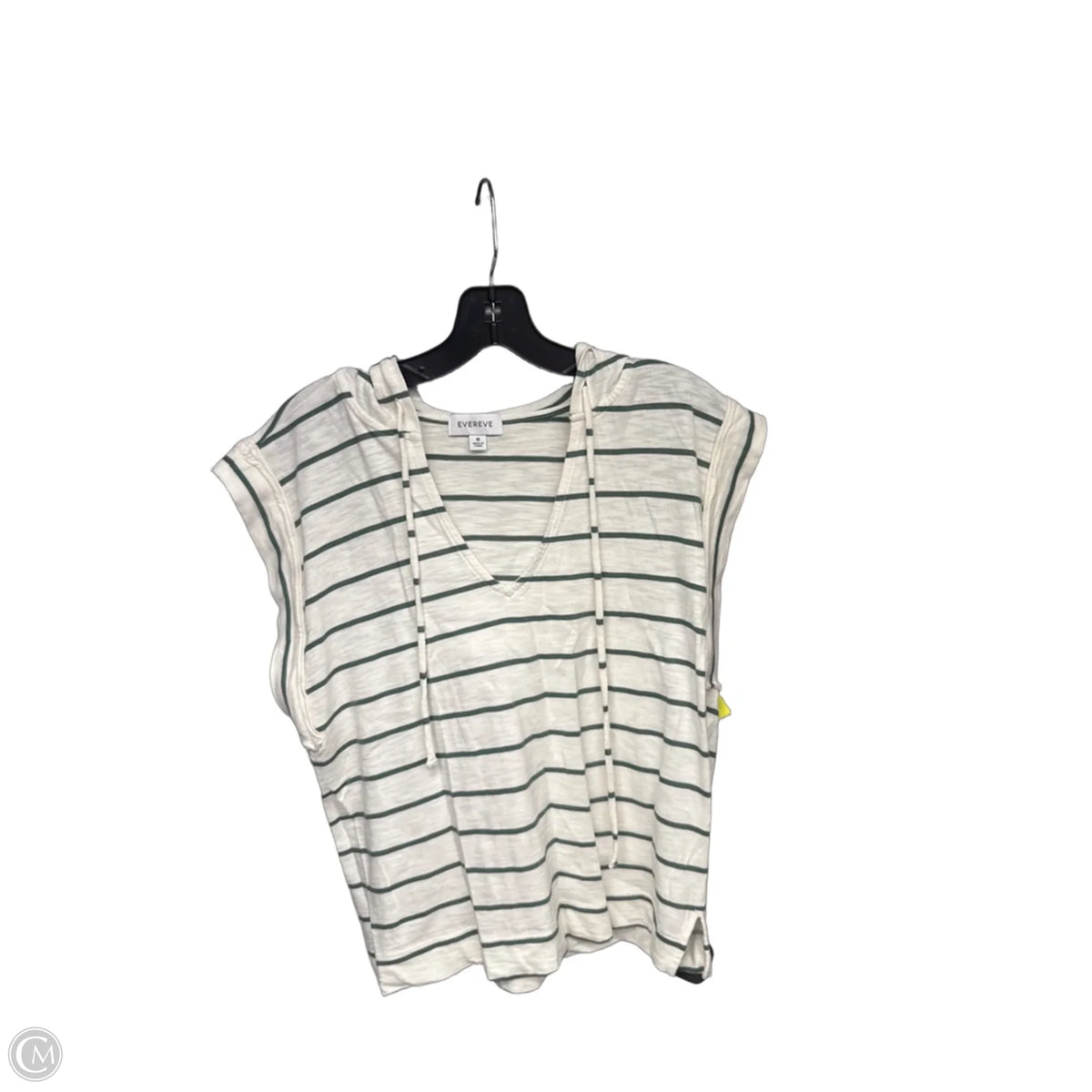 Top Sleeveless By Evereve In Green & White, Size: M