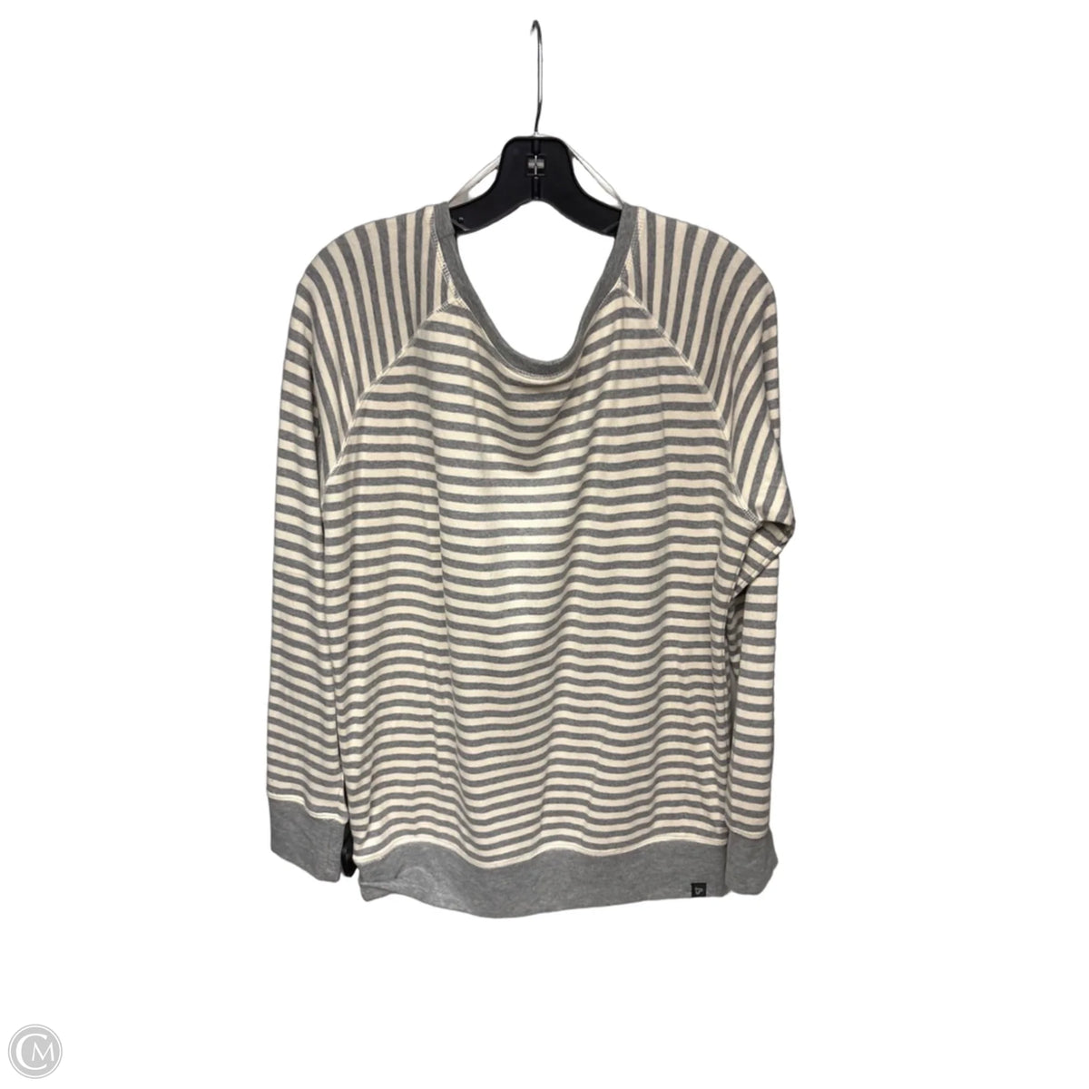 Top Long Sleeve By Pact In Grey & White, Size: M