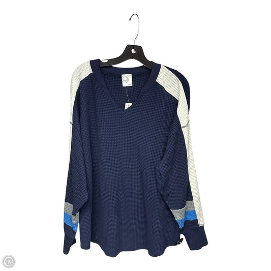 Top Long Sleeve By Offline In Blue & Cream, Size: L
