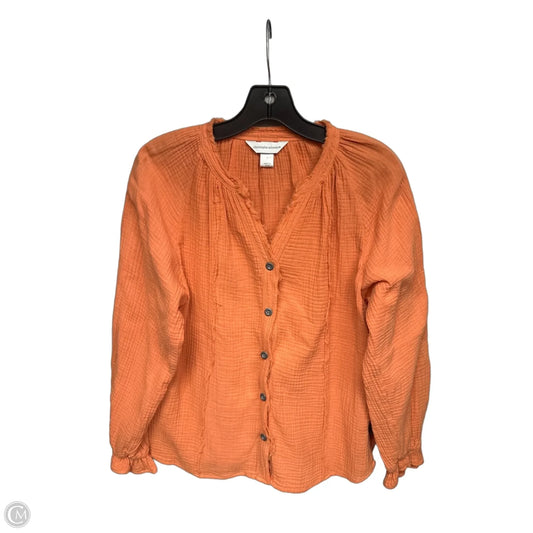 Top Long Sleeve By Christopher And Banks In Orange, Size: S