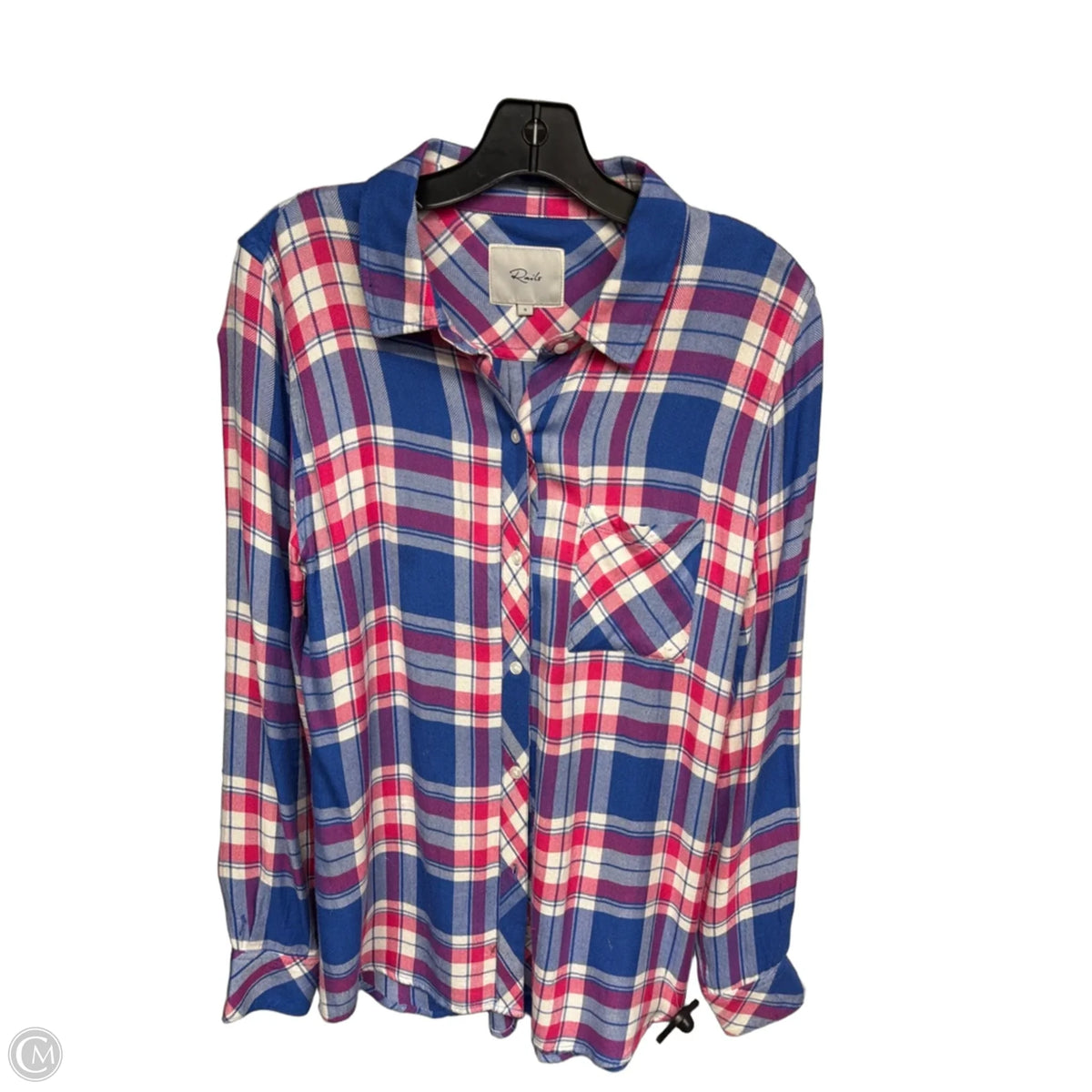 Top Long Sleeve By Rails In Blue & Pink, Size: S