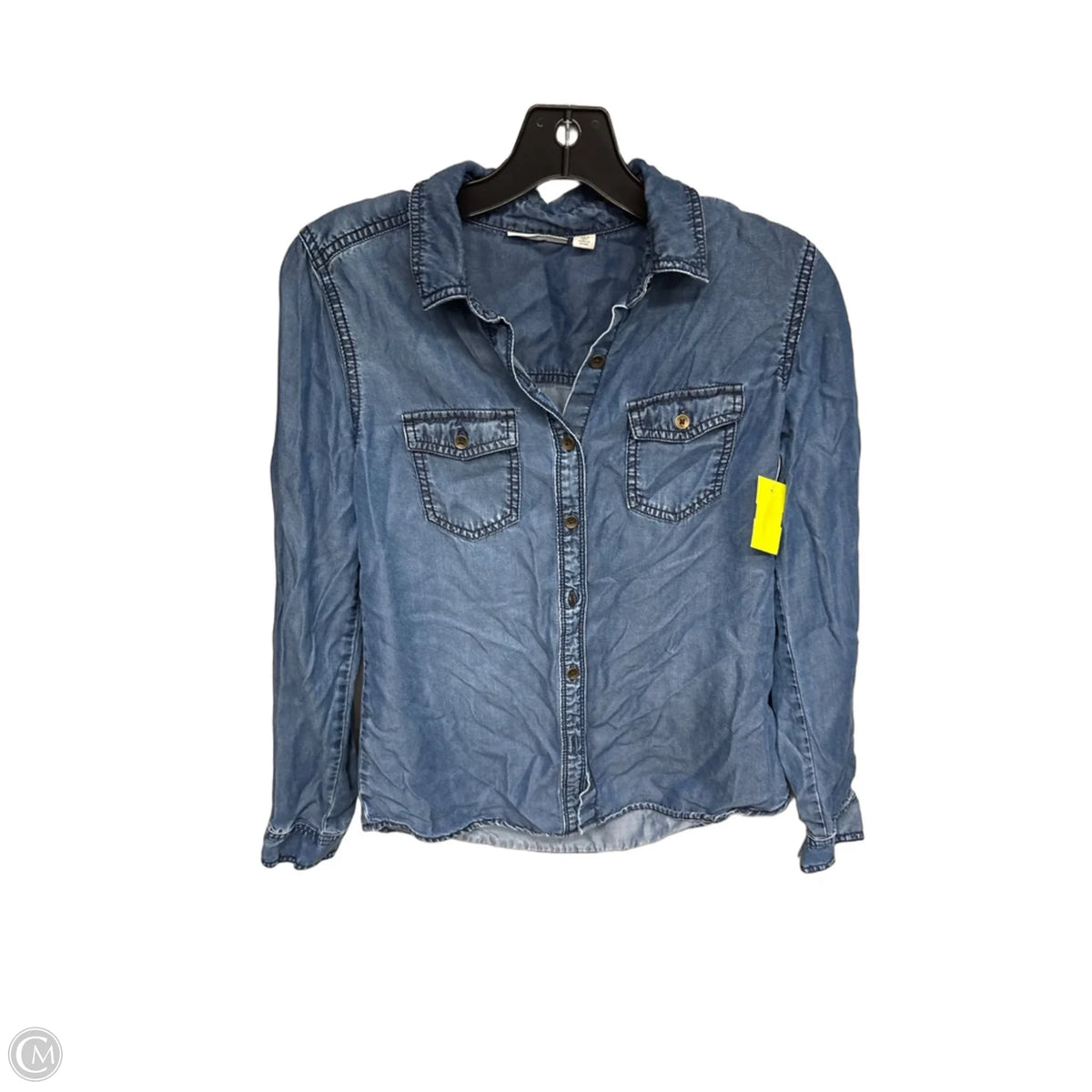 Top Long Sleeve By Halogen In Blue Denim, Size: Xxs