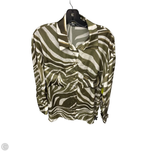Top Long Sleeve By Zara In Green, Size: Xl