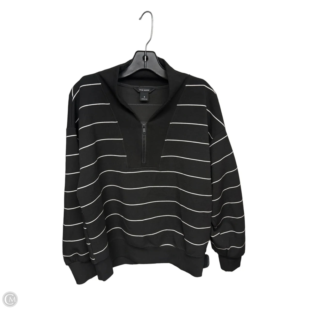 Sweatshirt Collar By Rae Mode In Black & White, Size: S