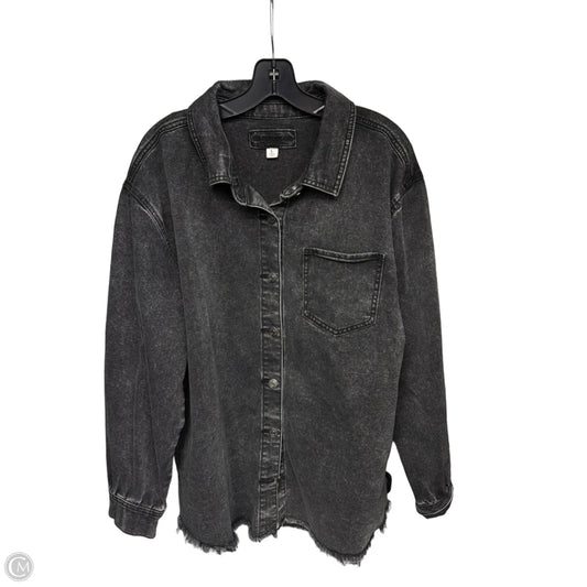 Jacket Shirt By Maurices In Black, Size: L