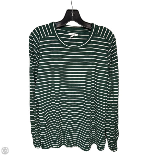 Top Long Sleeve By Maurices In Green & White, Size: L